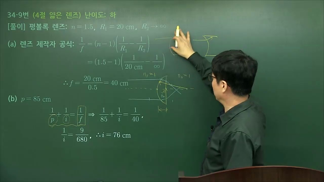 일반물리학 연습문제 풀이 - 제34장 영상 - Youtube